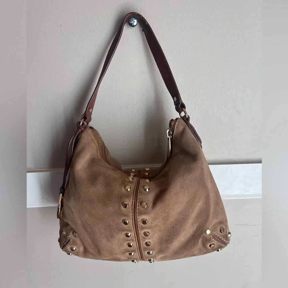 Michael Kors Tan Suede Hobo Bag with Studs